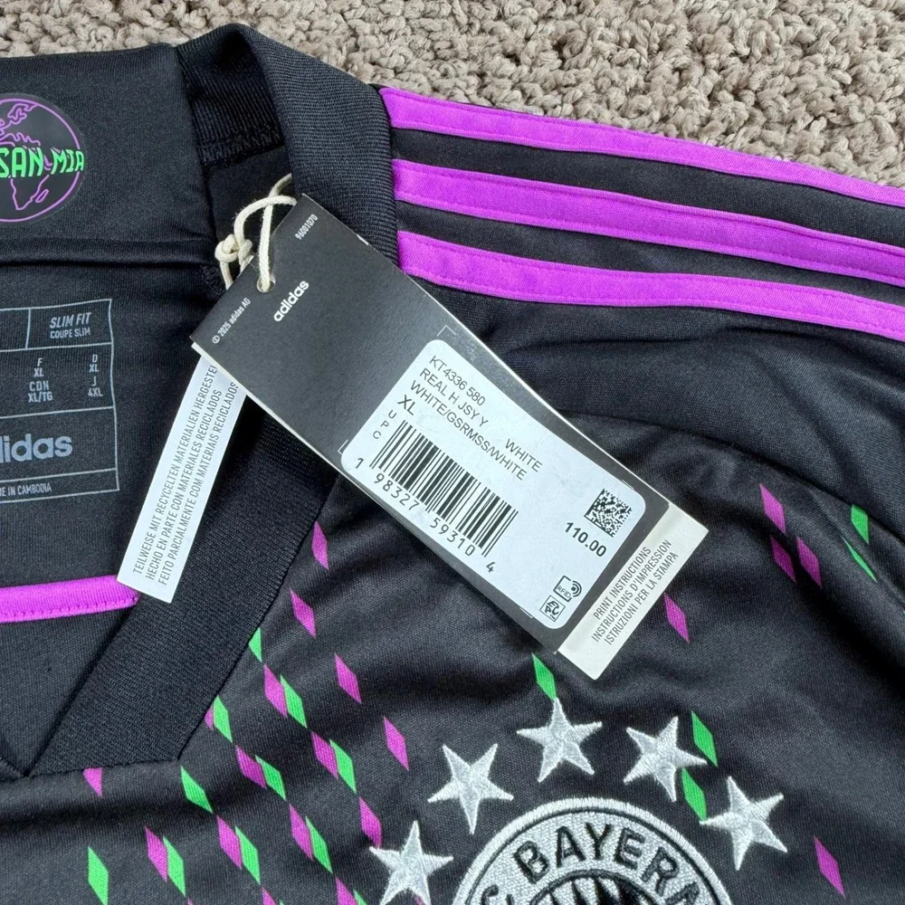 Adidas FC Bayern Munich 23/24 Away Jersey Mens XL Black Soccer Shirt blokecore